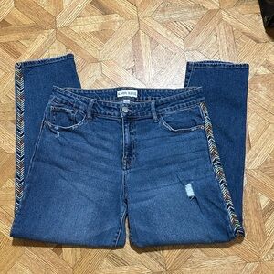 Knox Rose High Rise Blue Jeans with Colorful Embroidery